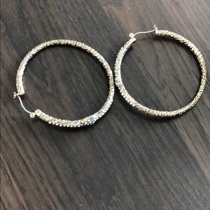 Silver snake hoop earrings